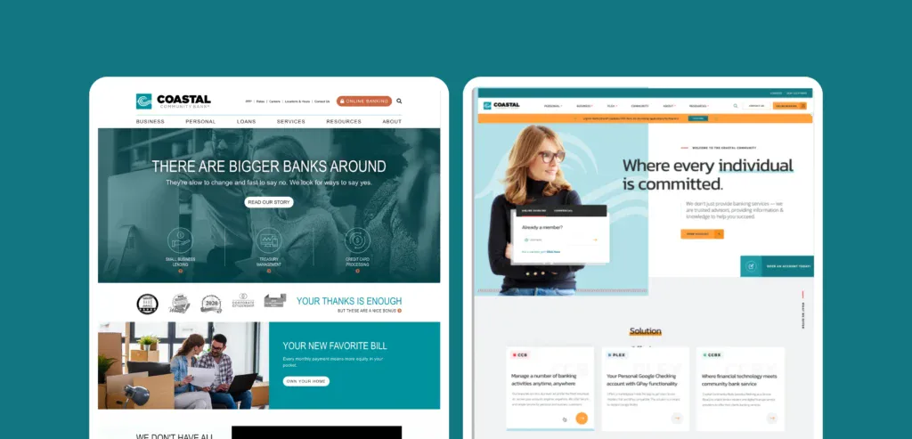 coastal old vs new website