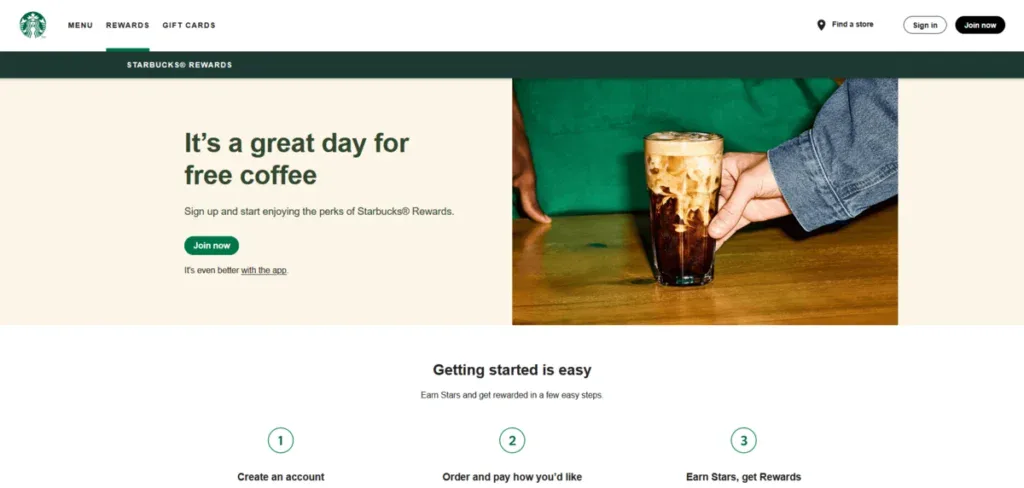 Starbucks Rewards Page