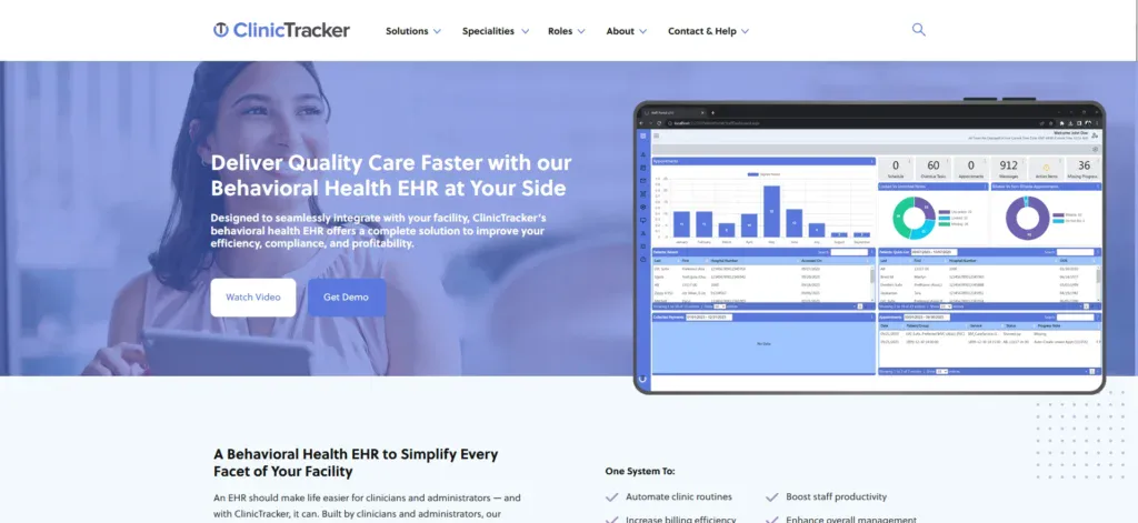 Clinictrackers business website showing their latest services