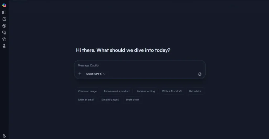 Copilot business page ready to create and respond to any prompt