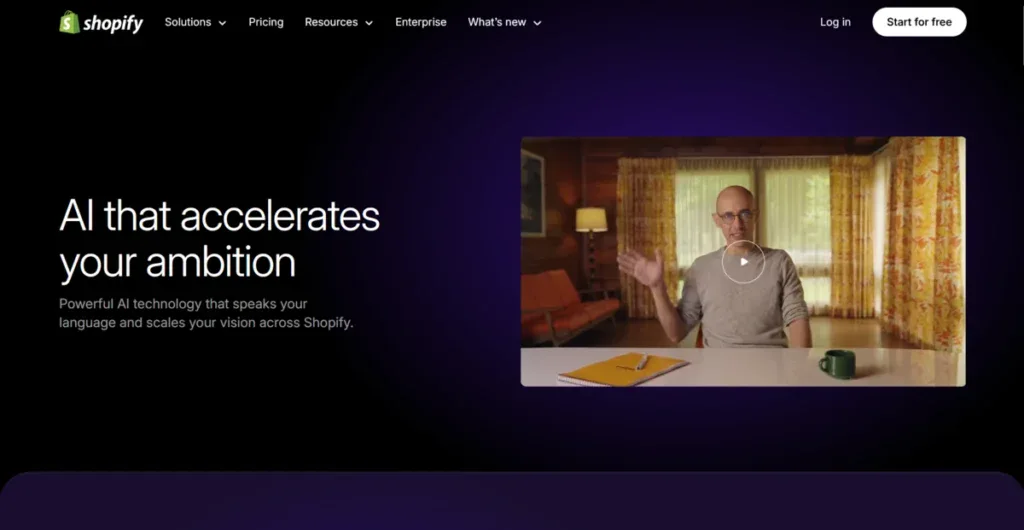 Shopify Magic business page showing what their service can do