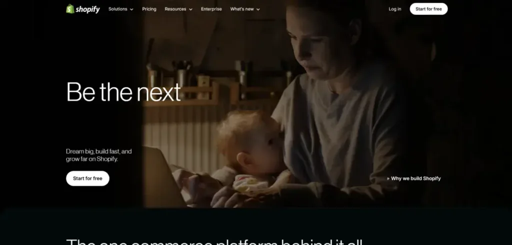 Shopify business page showing what they offer