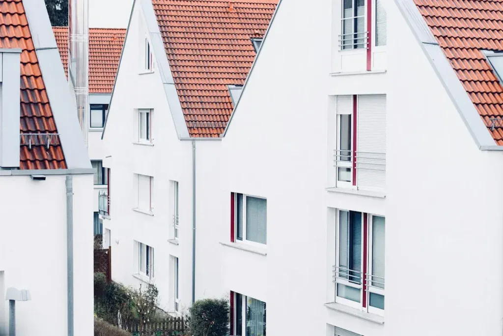 White concrete houses in a neighborhood