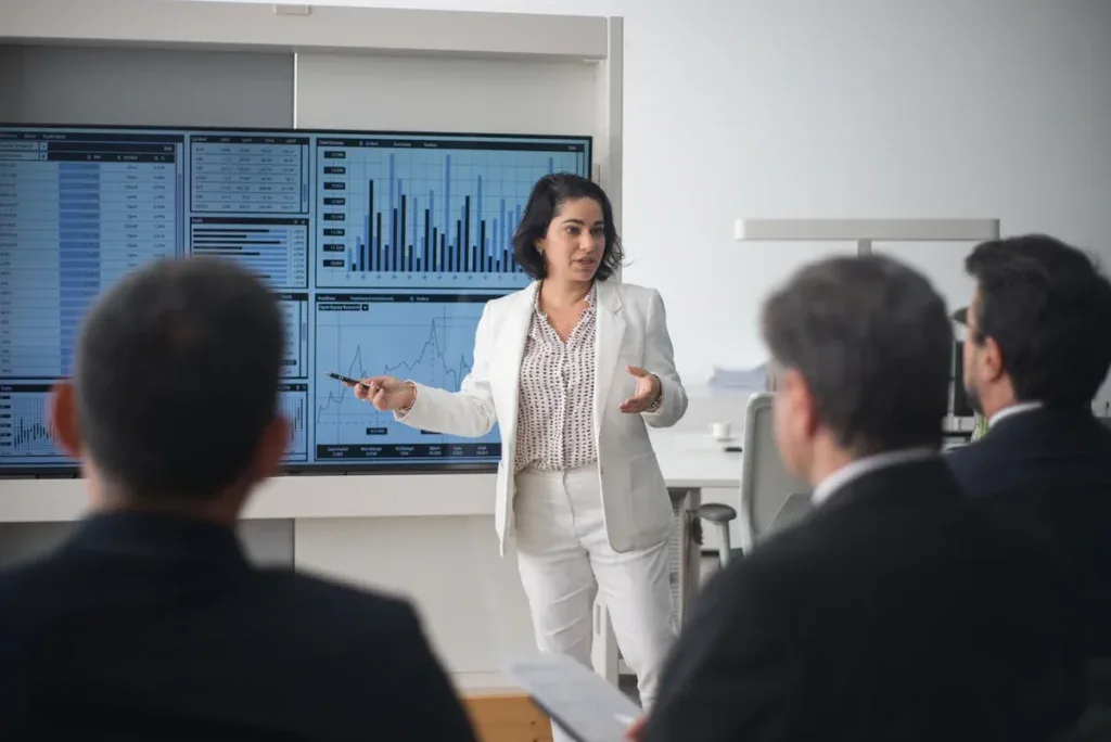 Woman presenting in a meeting