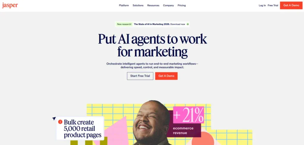 Jasper business website showing everything they offer