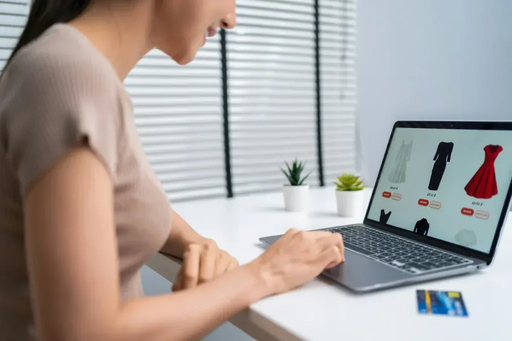 Woman looking at clothes online