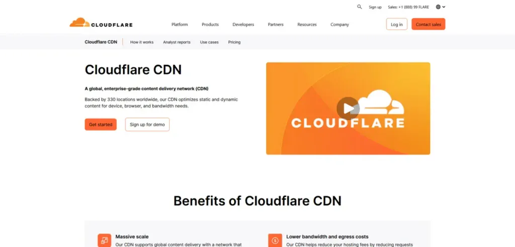 Cloudflare Business Website showing what they offer