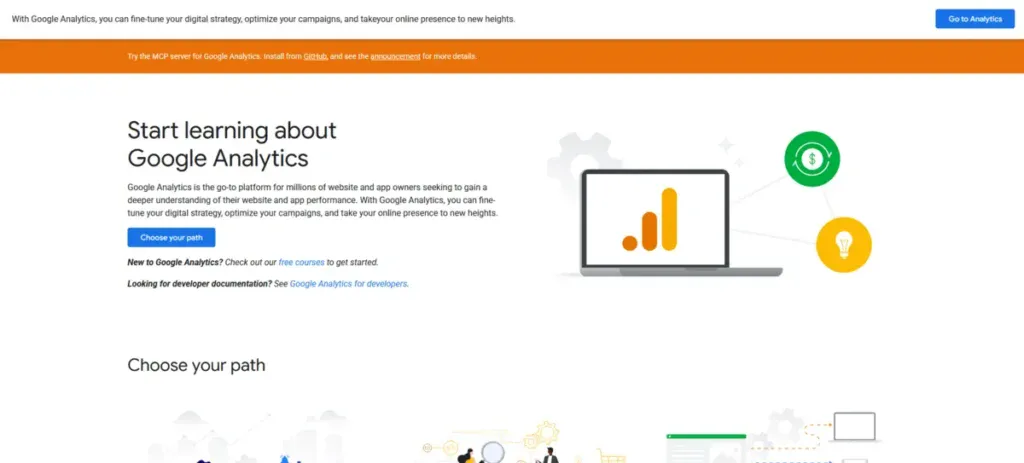 Google Analytics website showing their features
