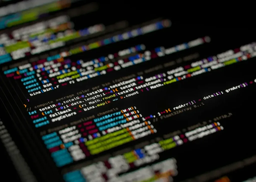 code displayed on a dark screen