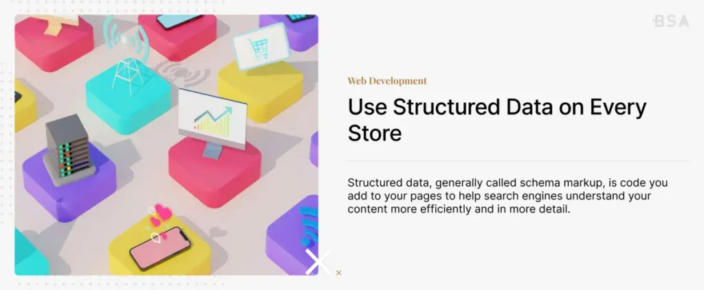 Card on structured data with a colorful illustration on the left side