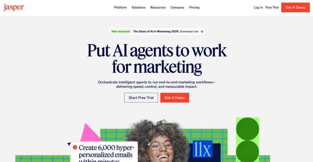 JasperAI business page showing their latest product