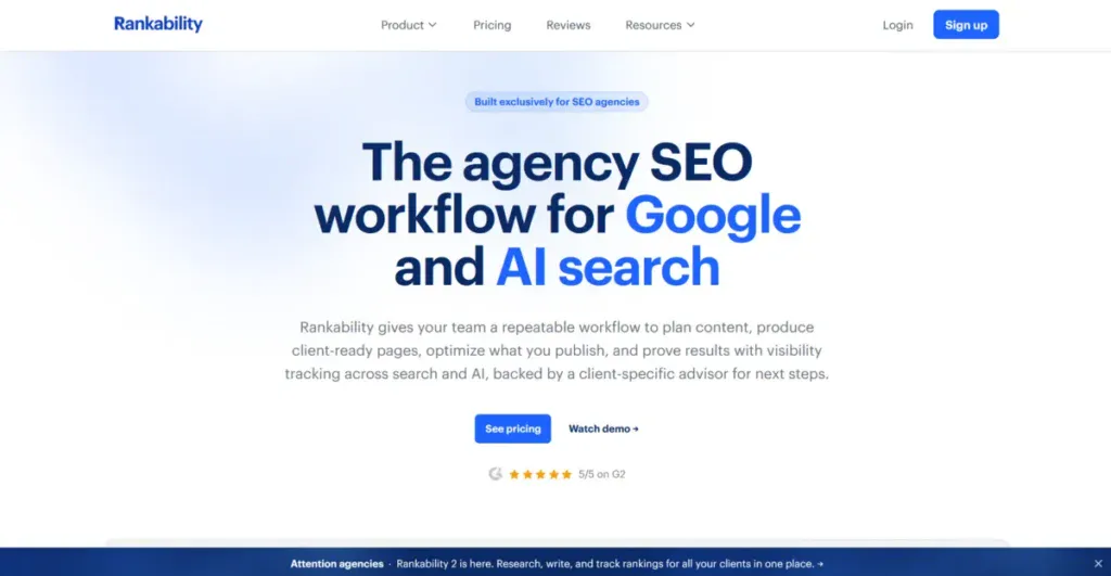 Rankability business page explaining what it does provides