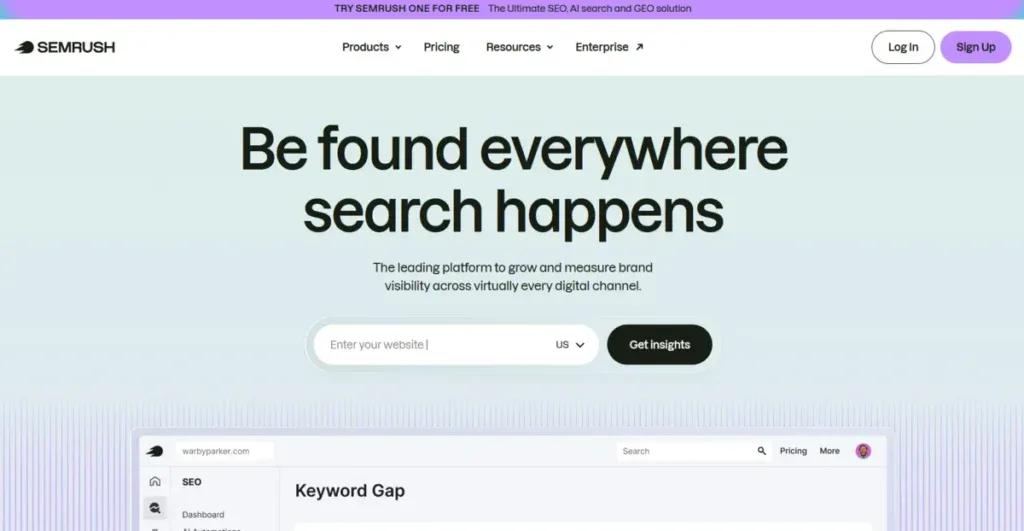 SEMrush business page explaining how the service works
