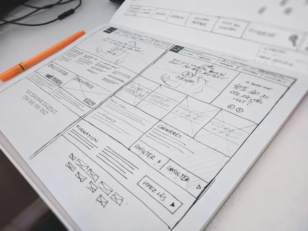 Wireframe examples for the client in a white paper